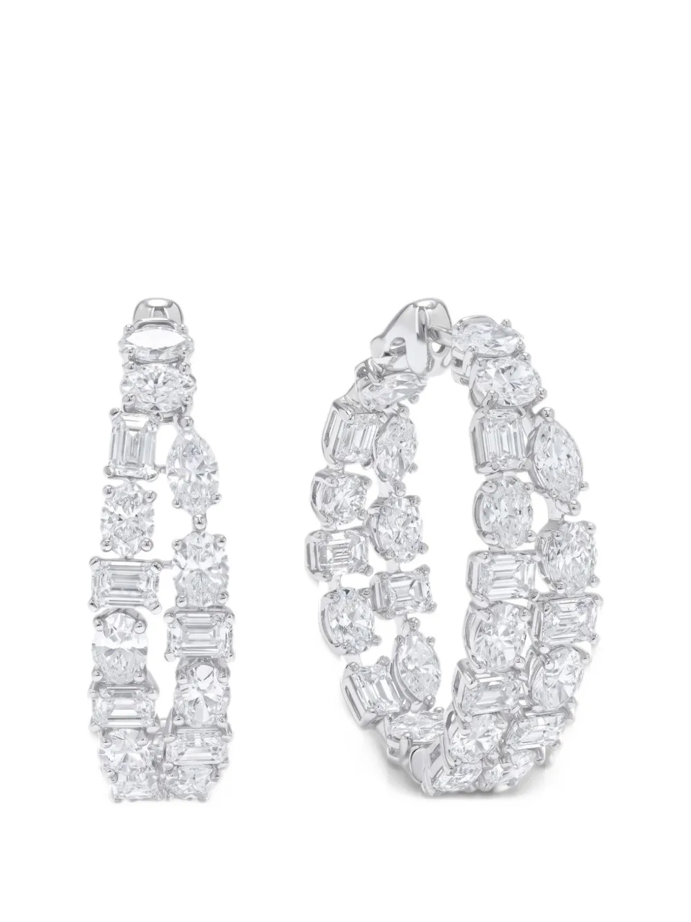ARZANO diamond double-row hoop earrings - Argento
