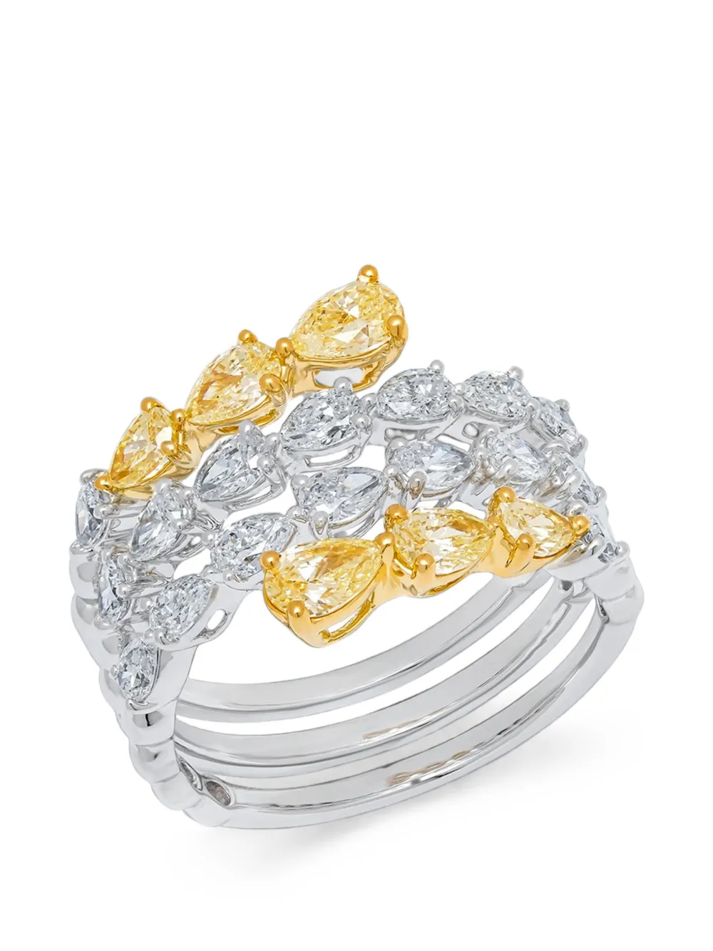 ARZANO diamond four-row ring - Argento