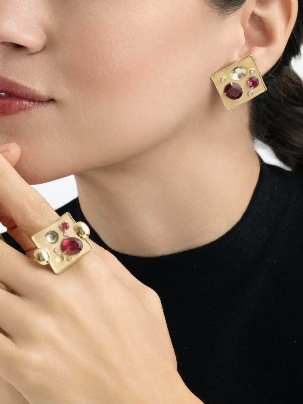 Carol Kauffmann tourmaline and diamond earrings - Oro