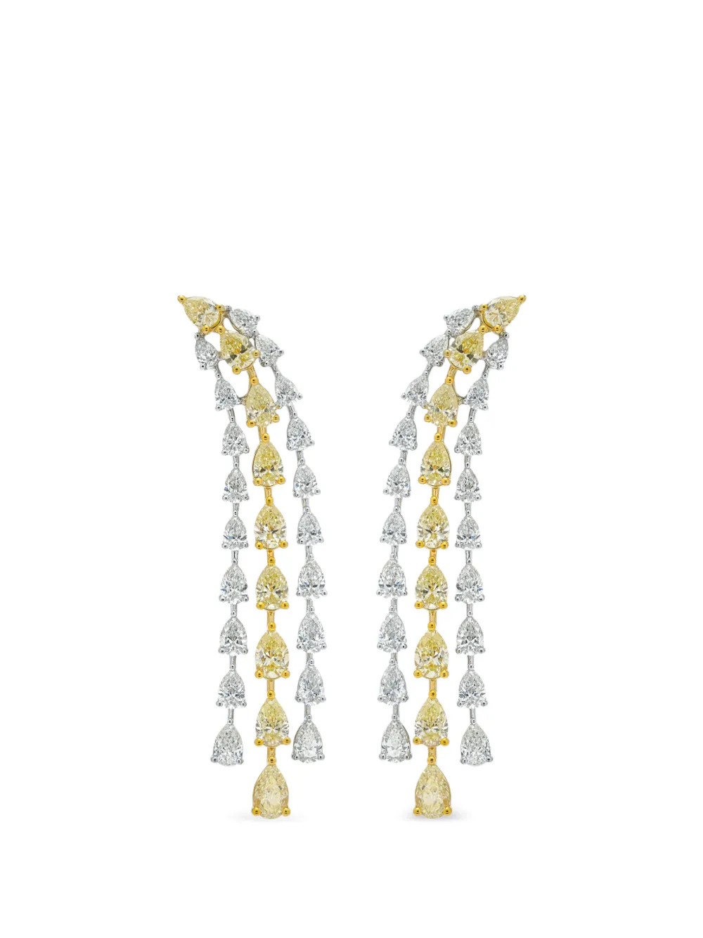 ARZANO boucles d'oreilles à trois rangées de diamants - Argent