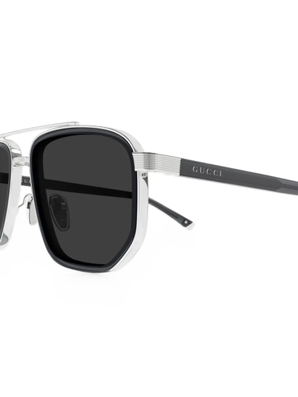 Gucci Eyewear Zonnebril met geometrisch montuur Zilver