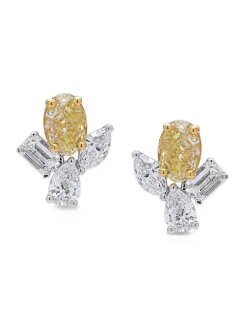 ARZANO white and yellow diamond stud earrings
