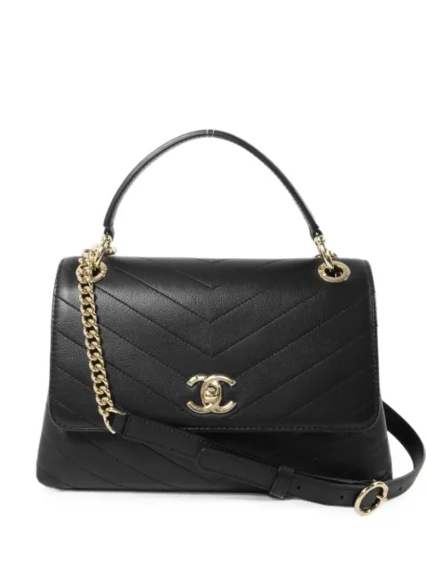CHANEL Pre-Owned chevron-quilted CC-logo turn-lock shoulder bag