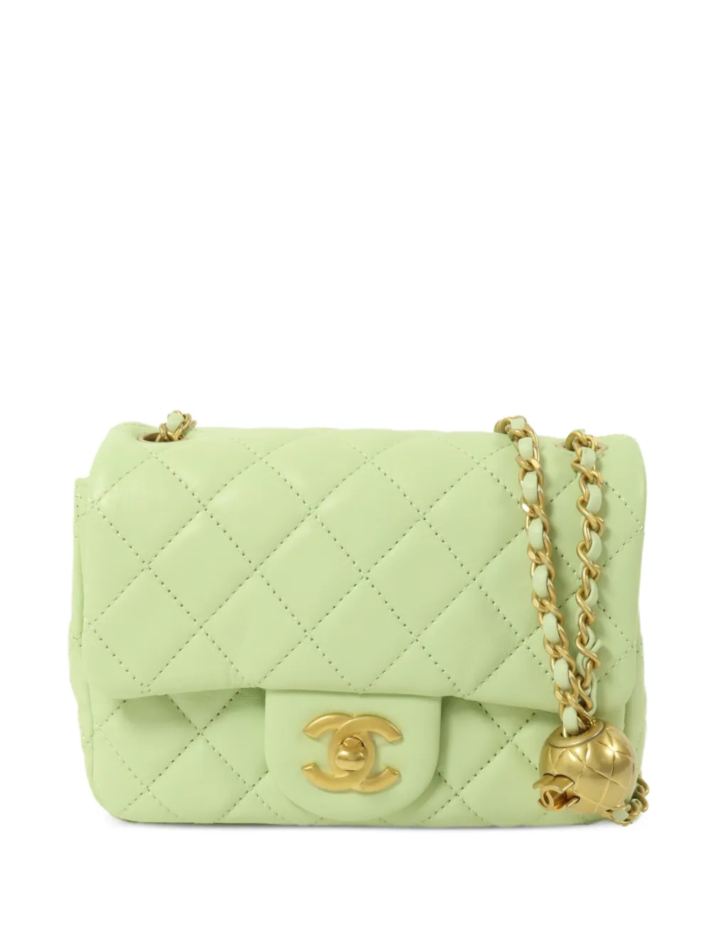 CHANEL Pre-Owned Gesteppte Classic 17 Schultertasche mit Drehverschluss - Grün