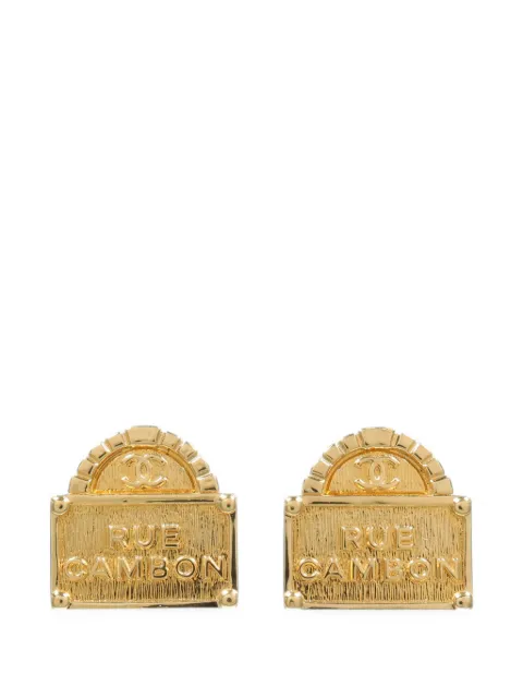 CHANEL Pre-Owned CC Rue Cambon plaque earrings
