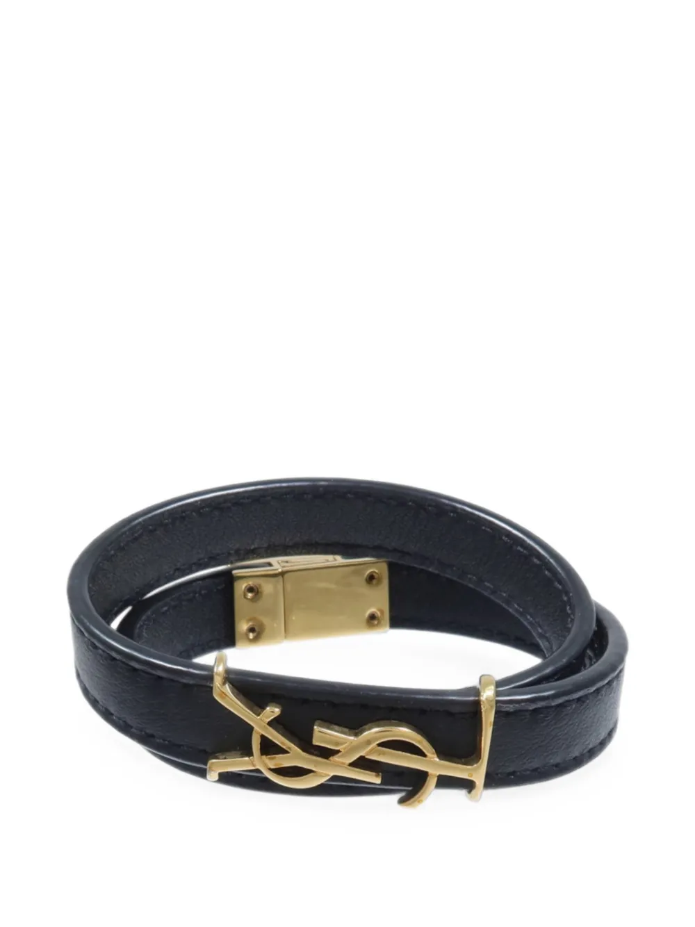 Saint Laurent Pre-Owned YSL calfskin leather bracelet - Oro