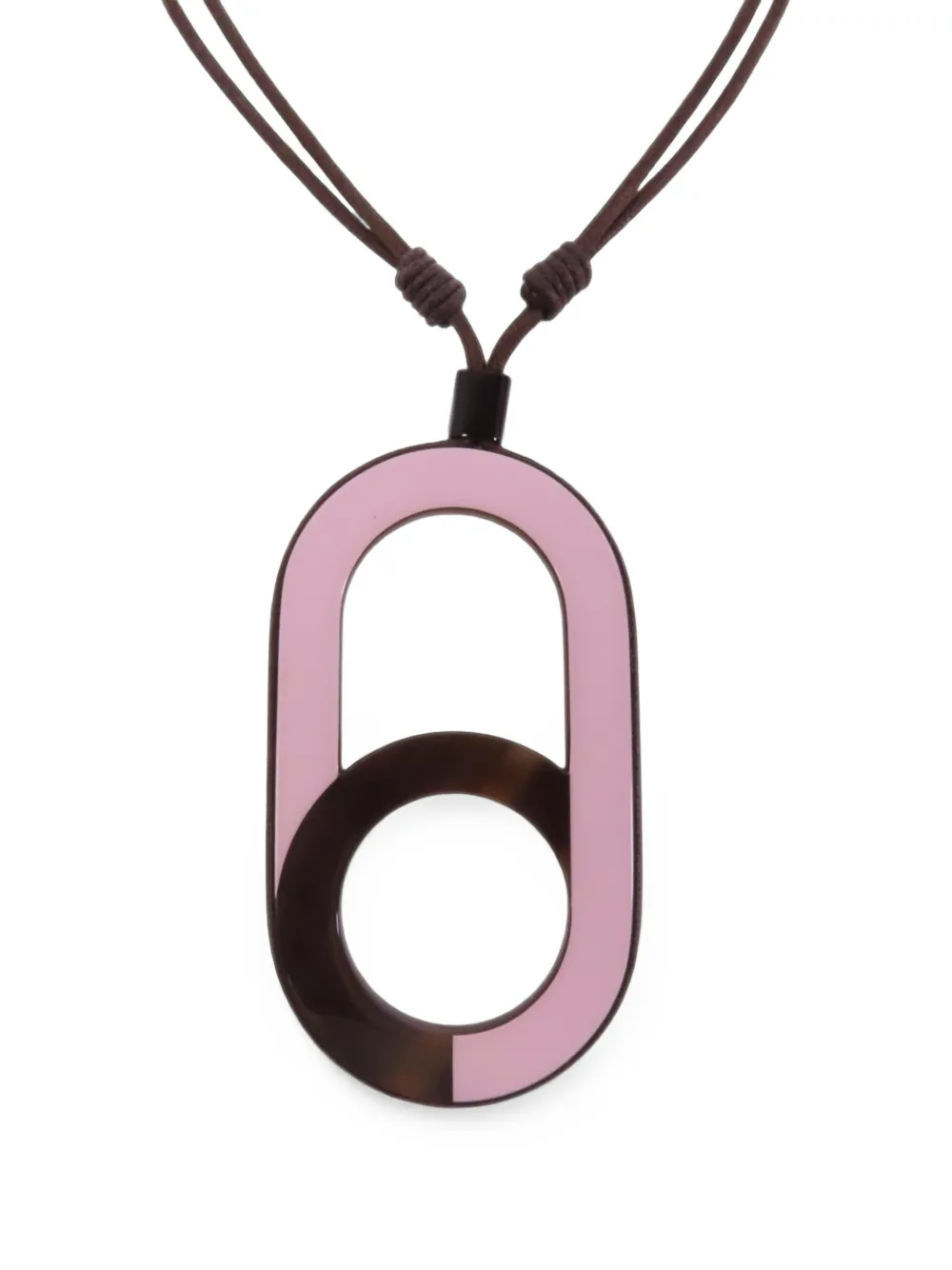 Pre-owned Hermes Leillian Plus Pendant Necklace In Brown