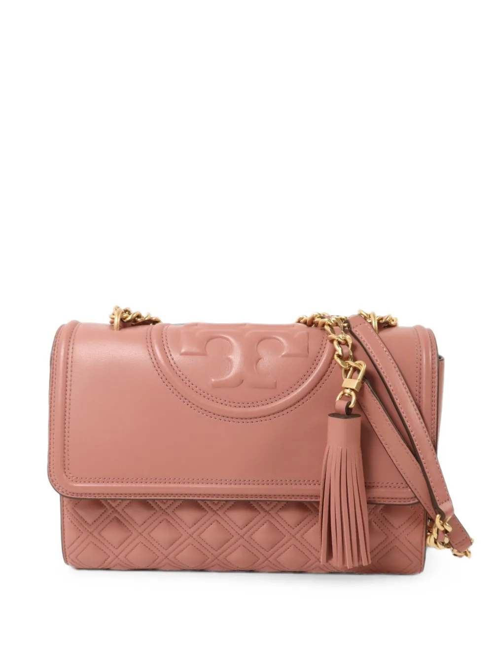 Pre-owned Tory Burch Fleming Quilted Shoulder Bag In Pink