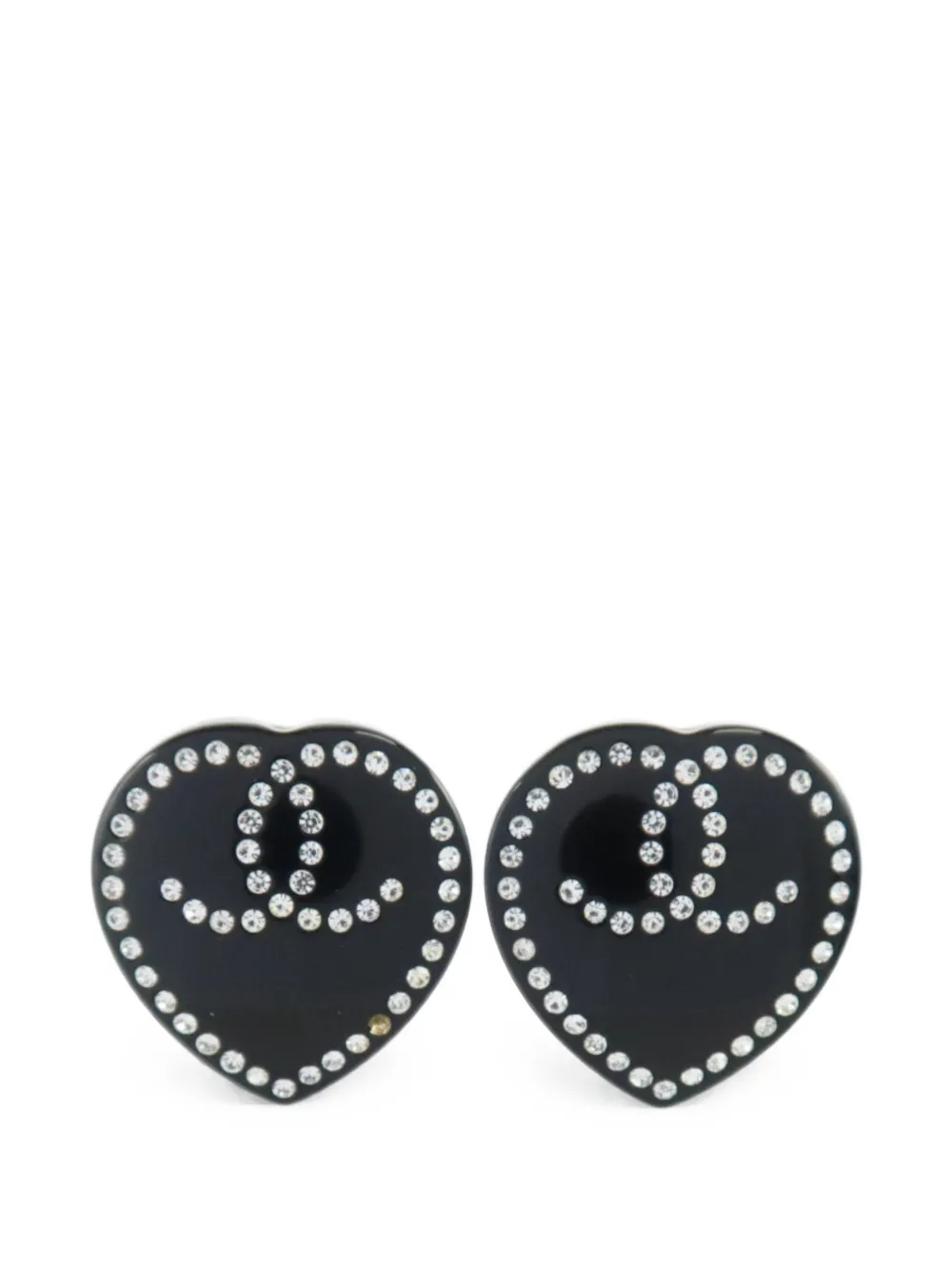 CHANEL Pre-Owned CC heart earrings - Nero