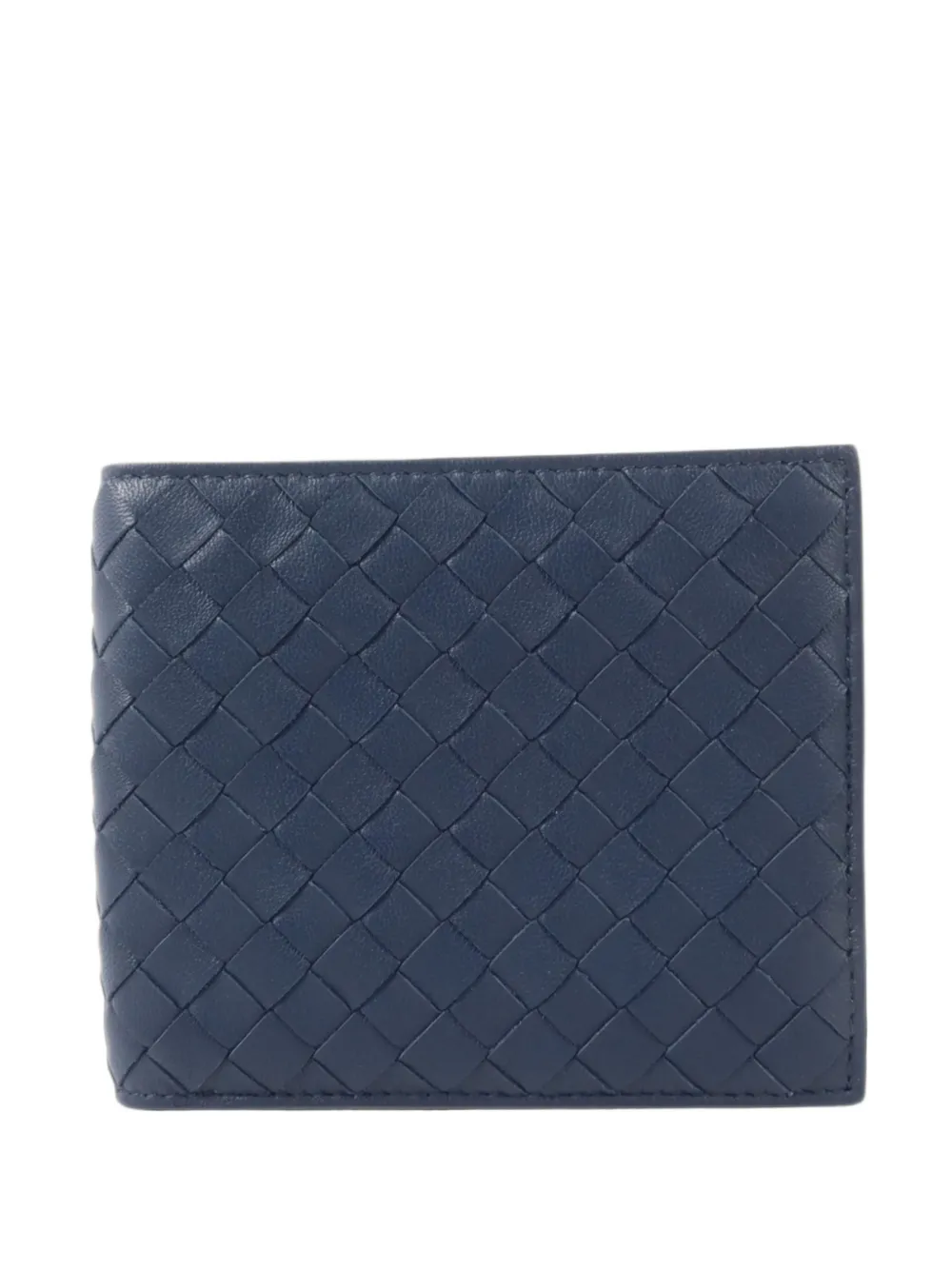 Bottega Veneta Pre-Owned portefeuille pliant en Intrecciato - Bleu