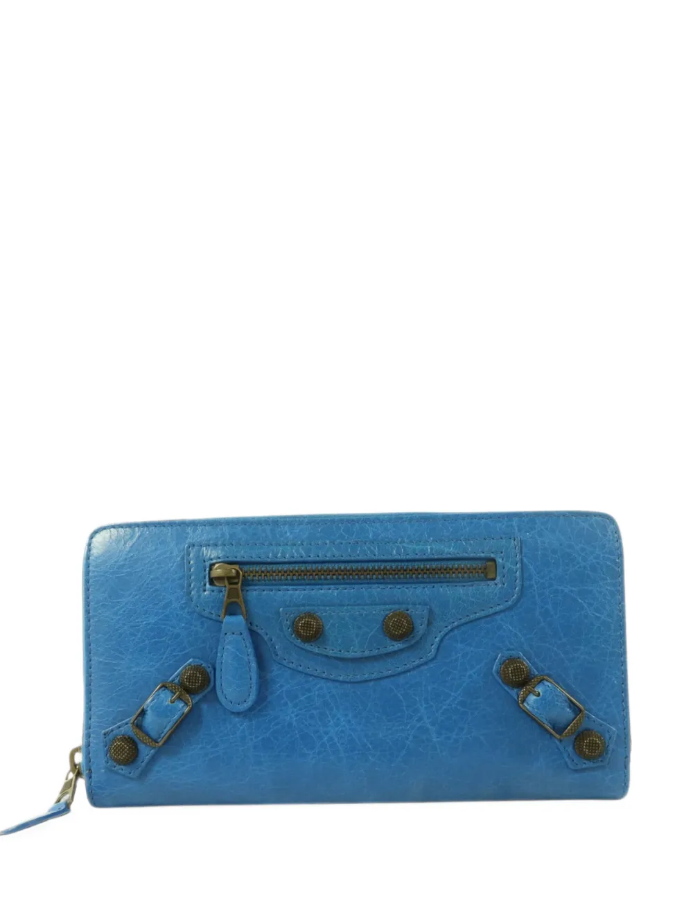 Balenciaga Pre-Owned stud-detail zip-around wallet - Blu