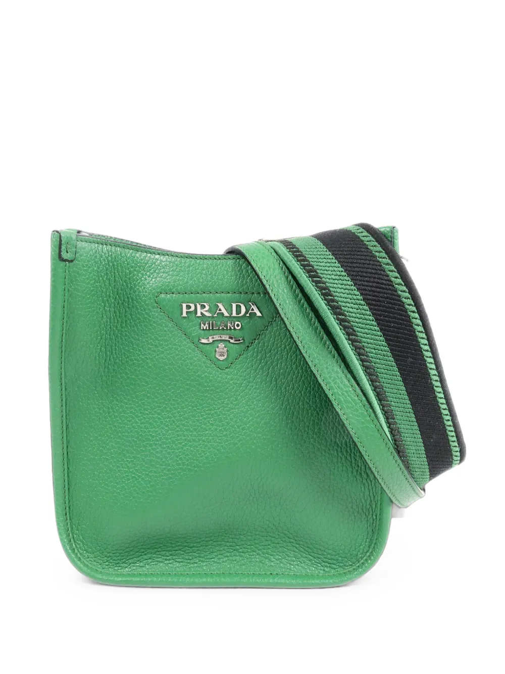 Prada Pre-Owned mini logo-plaque leather shoulder bag - Verde