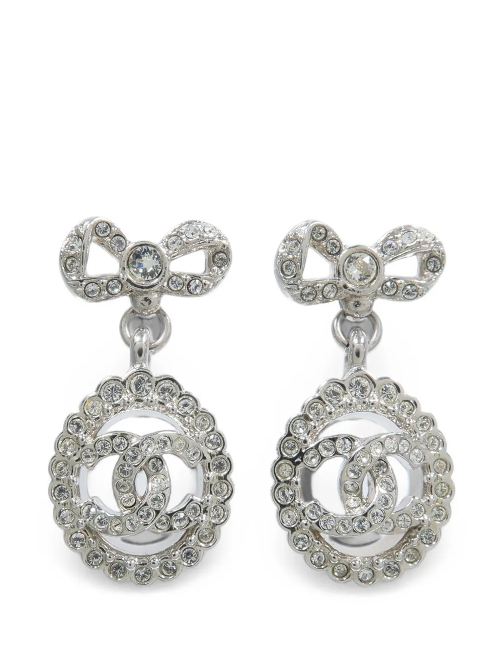 CHANEL Pre-Owned CC bow earrings - Argento