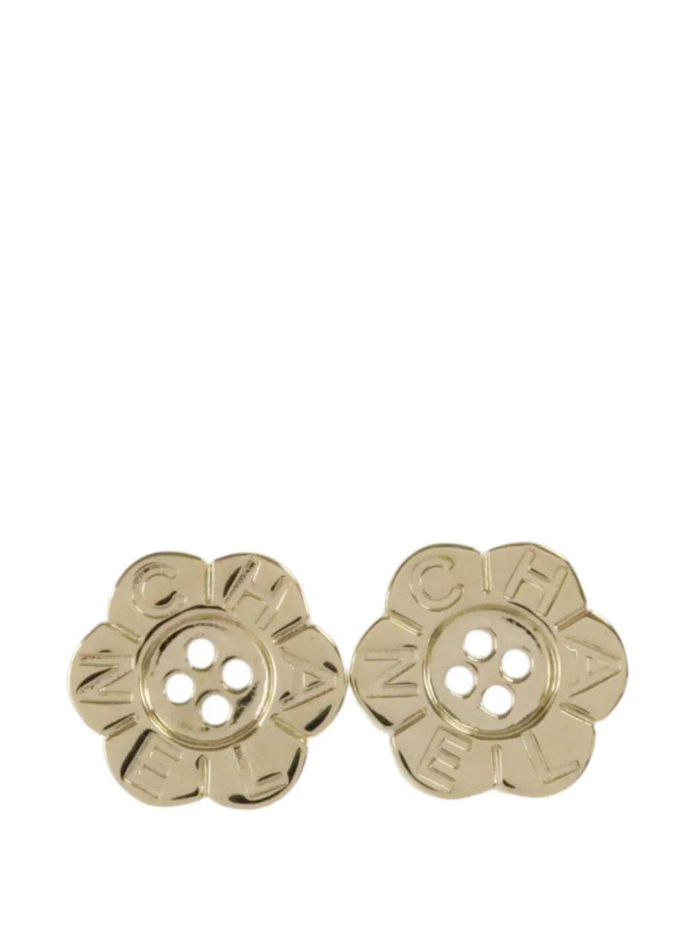 CHANEL Pre-Owned button-detail flower-shape earrings - Oro