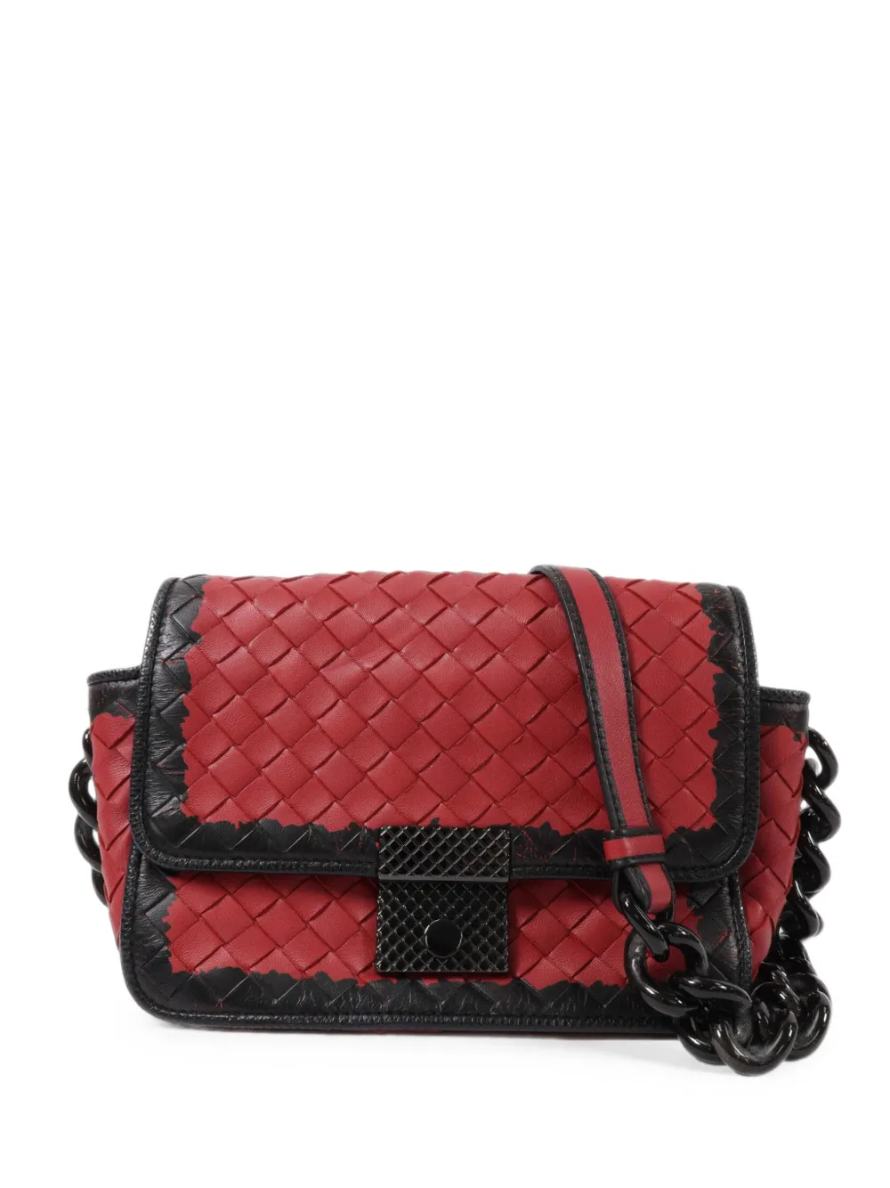 Bottega Veneta Pre-Owned Intrecciato chain shoulder bag - Rosso