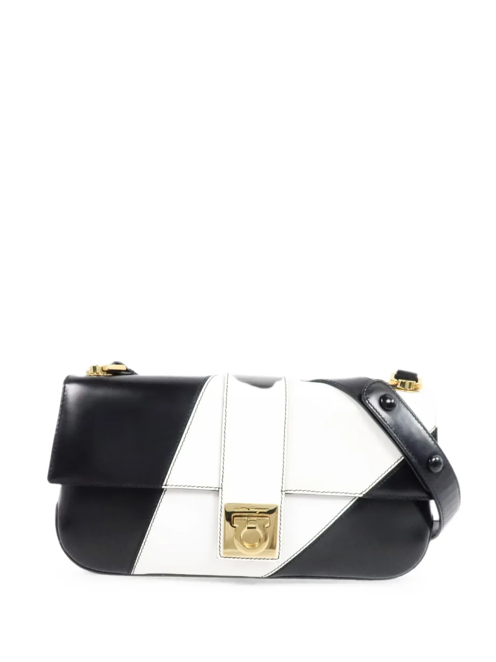 Ferragamo Pre-Owned Gancini colour-block shoulder bag - Nero
