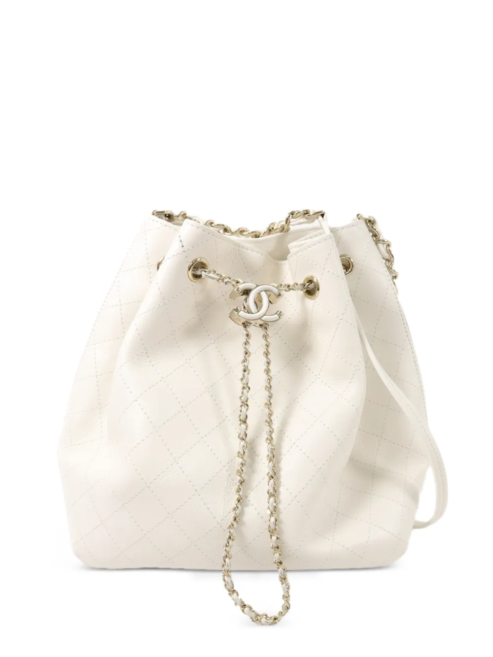 CHANEL Pre-Owned quilted CC calf leather shoulder bag - Bianco