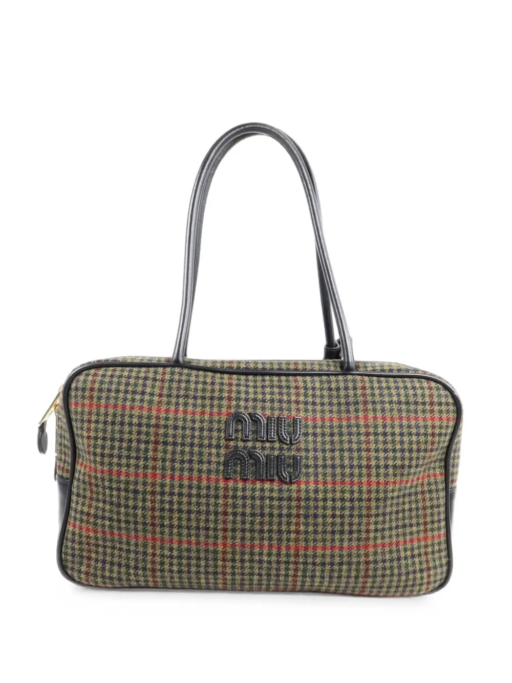 Miu Miu Pre-Owned check-pattern wool handbag - Verde