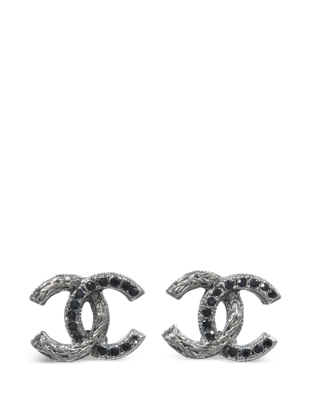 CHANEL Pre-Owned boucles d'oreilles à ornements en cristal CC - Argent