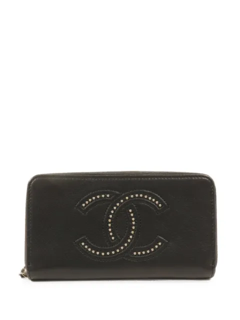 CHANEL Pre-Owned studded CC zip-around wallet