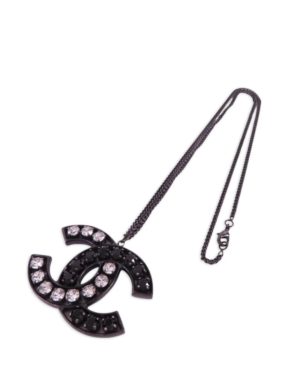 CHANEL Pre-Owned crystal and rhinestone interlocking CC necklace - Nero