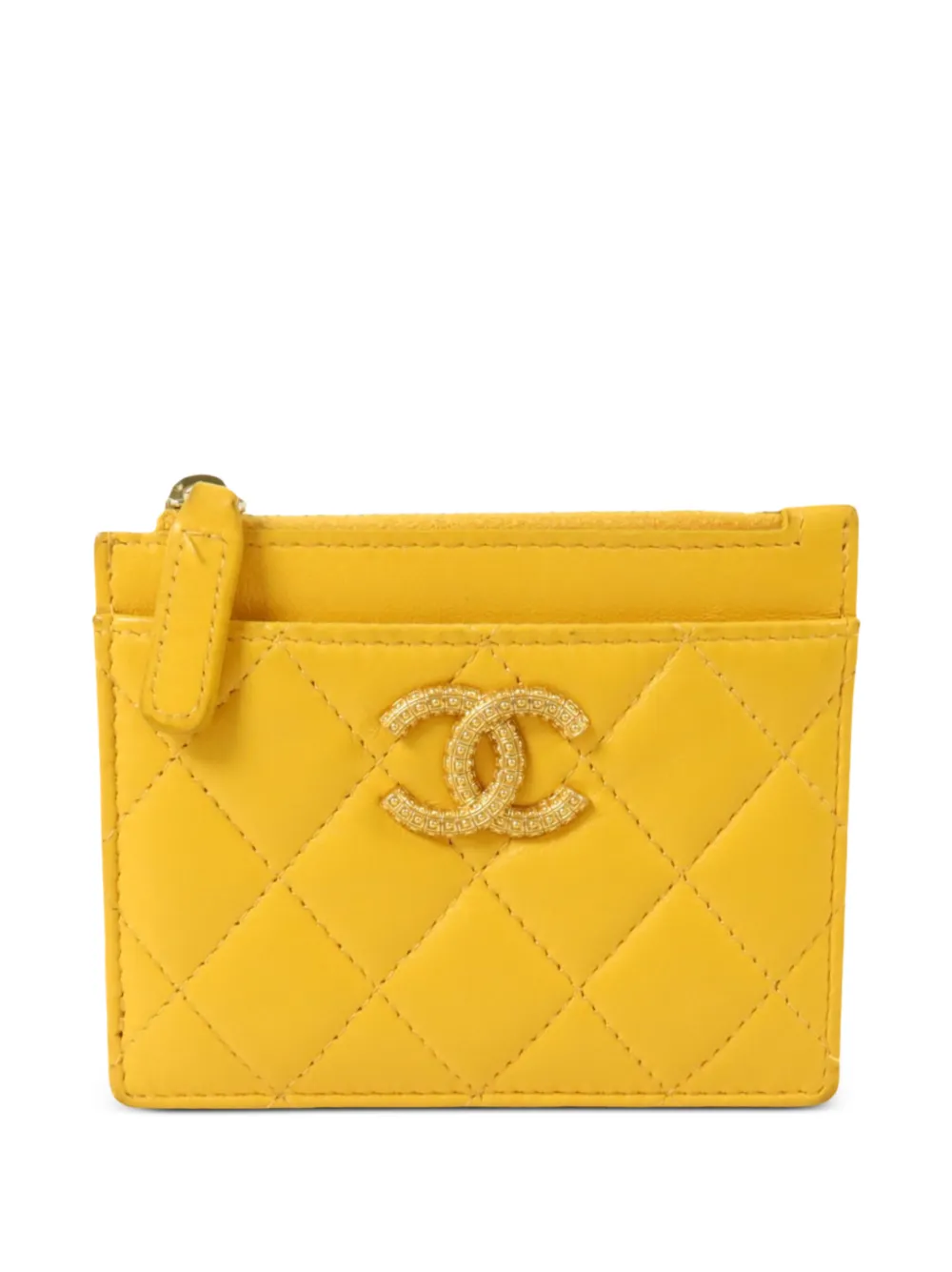 CHANEL Pre-Owned CC-logo quilted card holder - Giallo