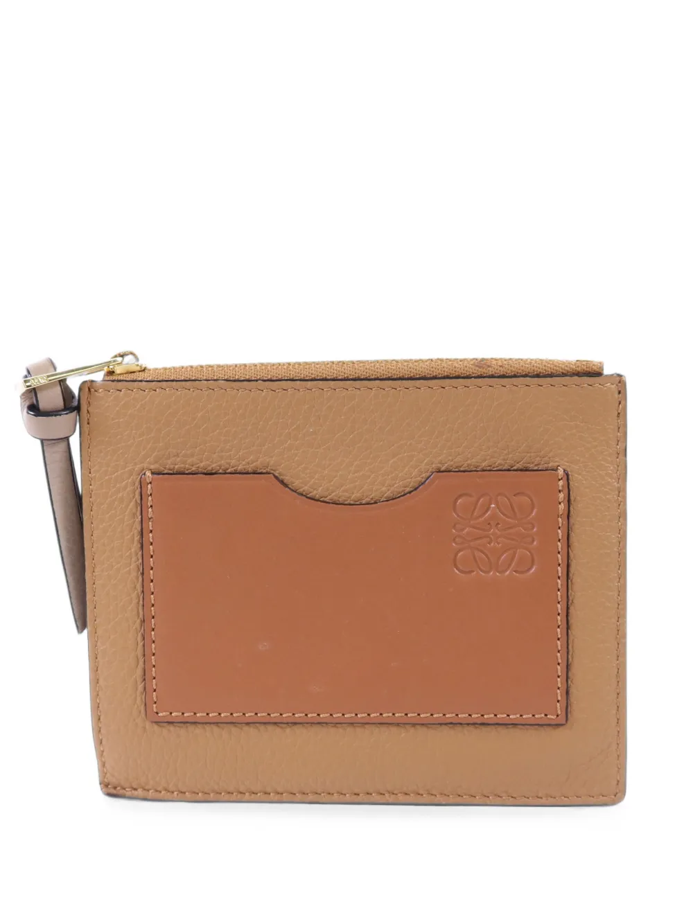 Pre-owned Loewe Anagram-debossed Leather Card Case In Brown
