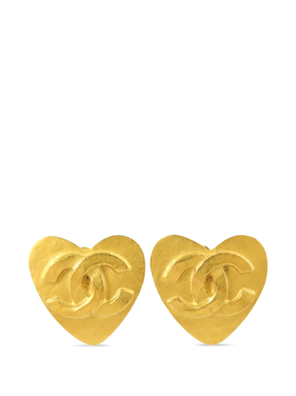 CHANEL Pre-Owned CC heart clip-on earrings - Oro