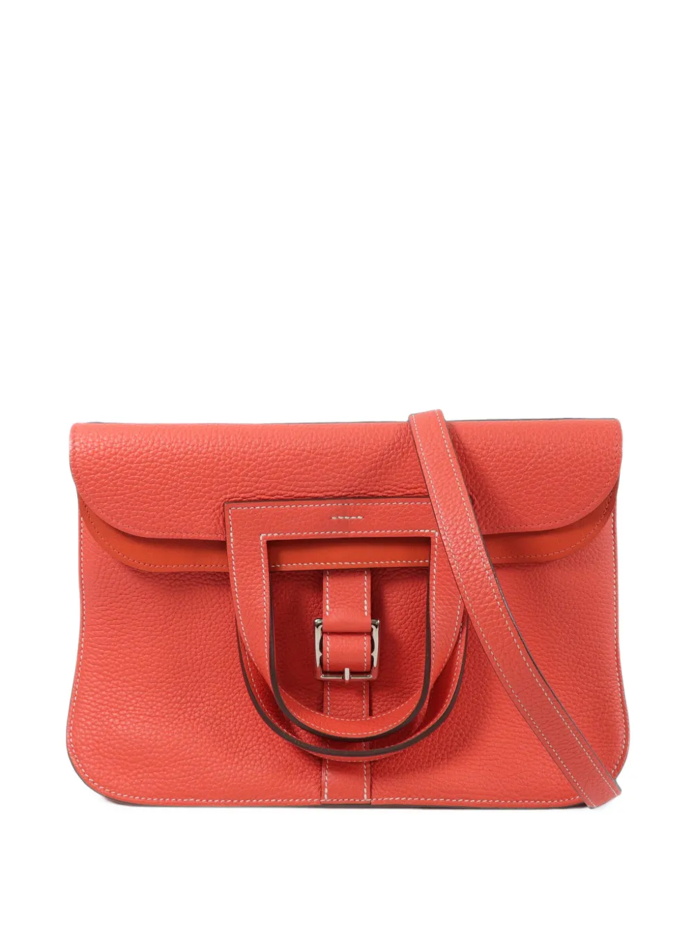 Hermès Pre-Owned 2018 31 Halzan leather shoulder bag - Arancione