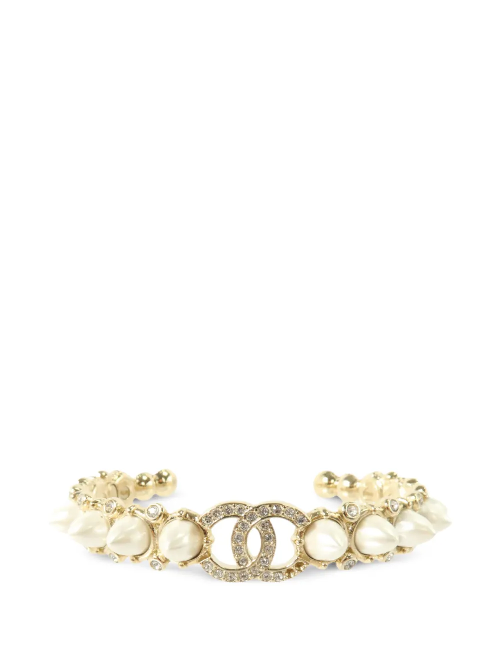 CHANEL Pre-Owned CC faux-pearl bangle - Oro