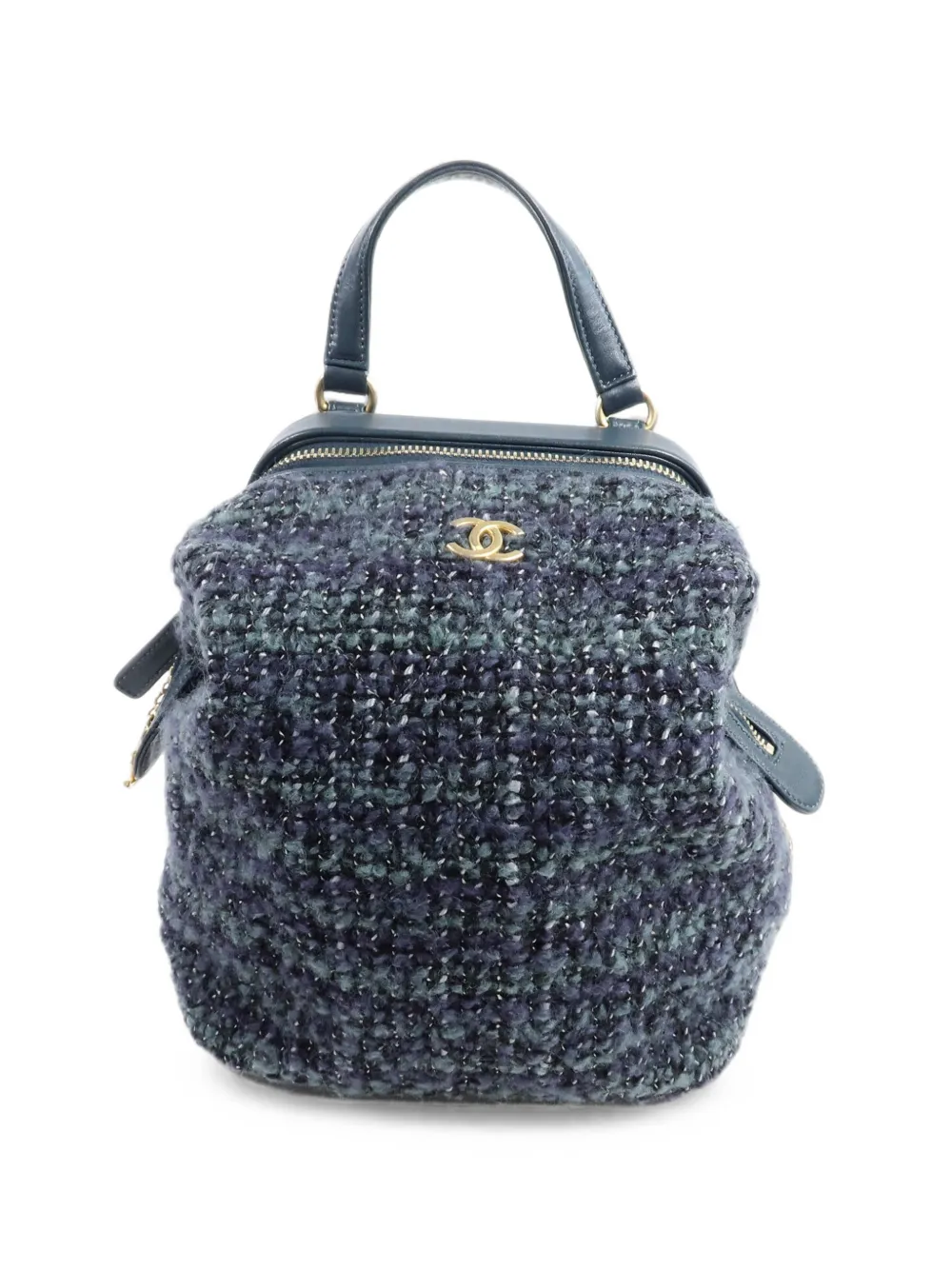 CHANEL Pre-Owned CC tweed backpack - Blu