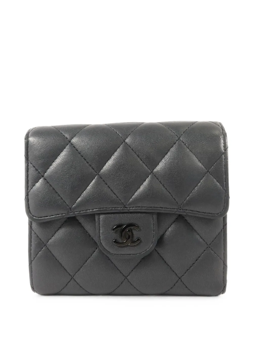 Pre-owned Chanel Small Cc Classic Flap Wallet In Grey