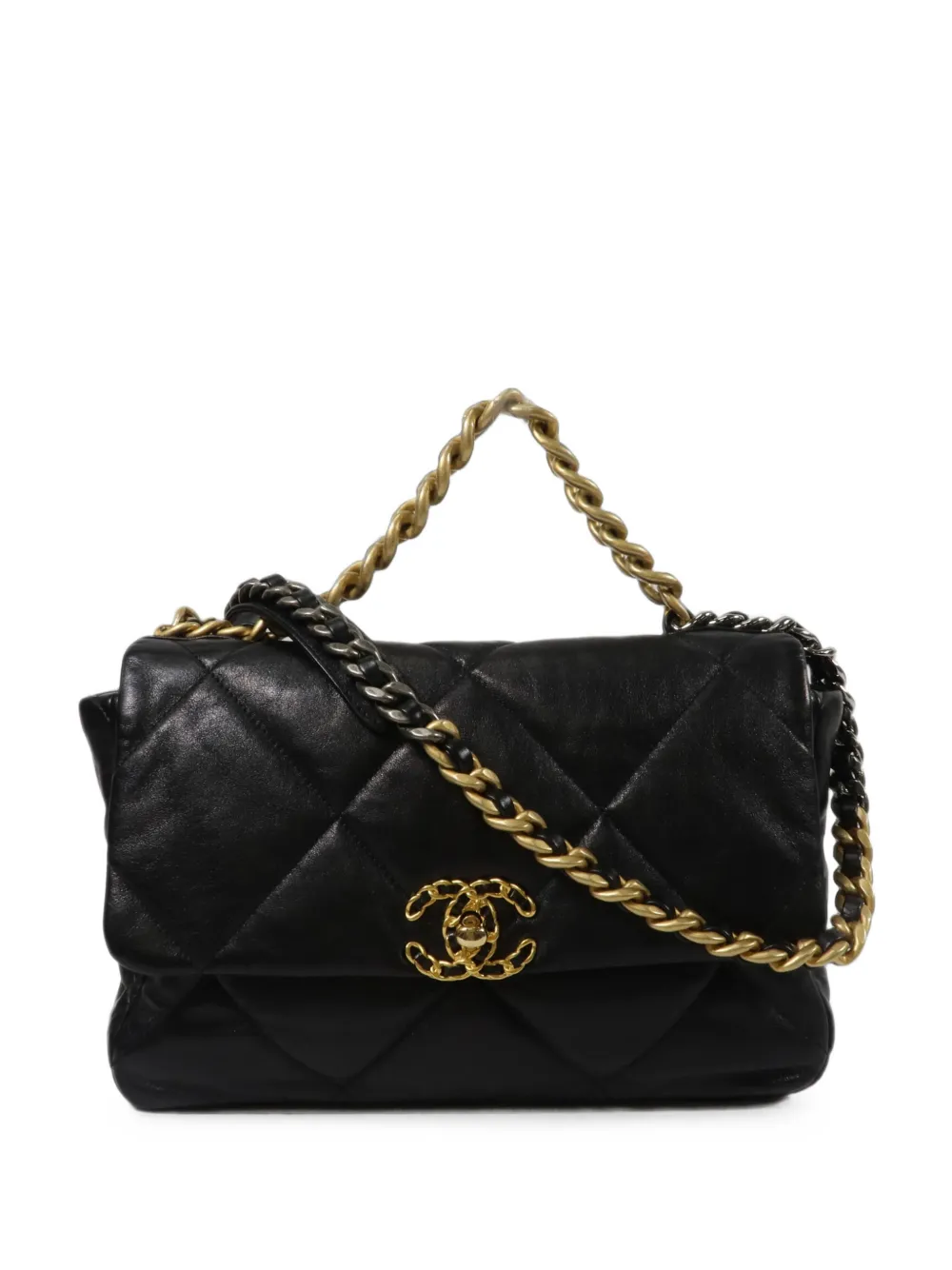 CHANEL Pre-Owned large Chanel 19 chain lambskin shoulder bag - Nero