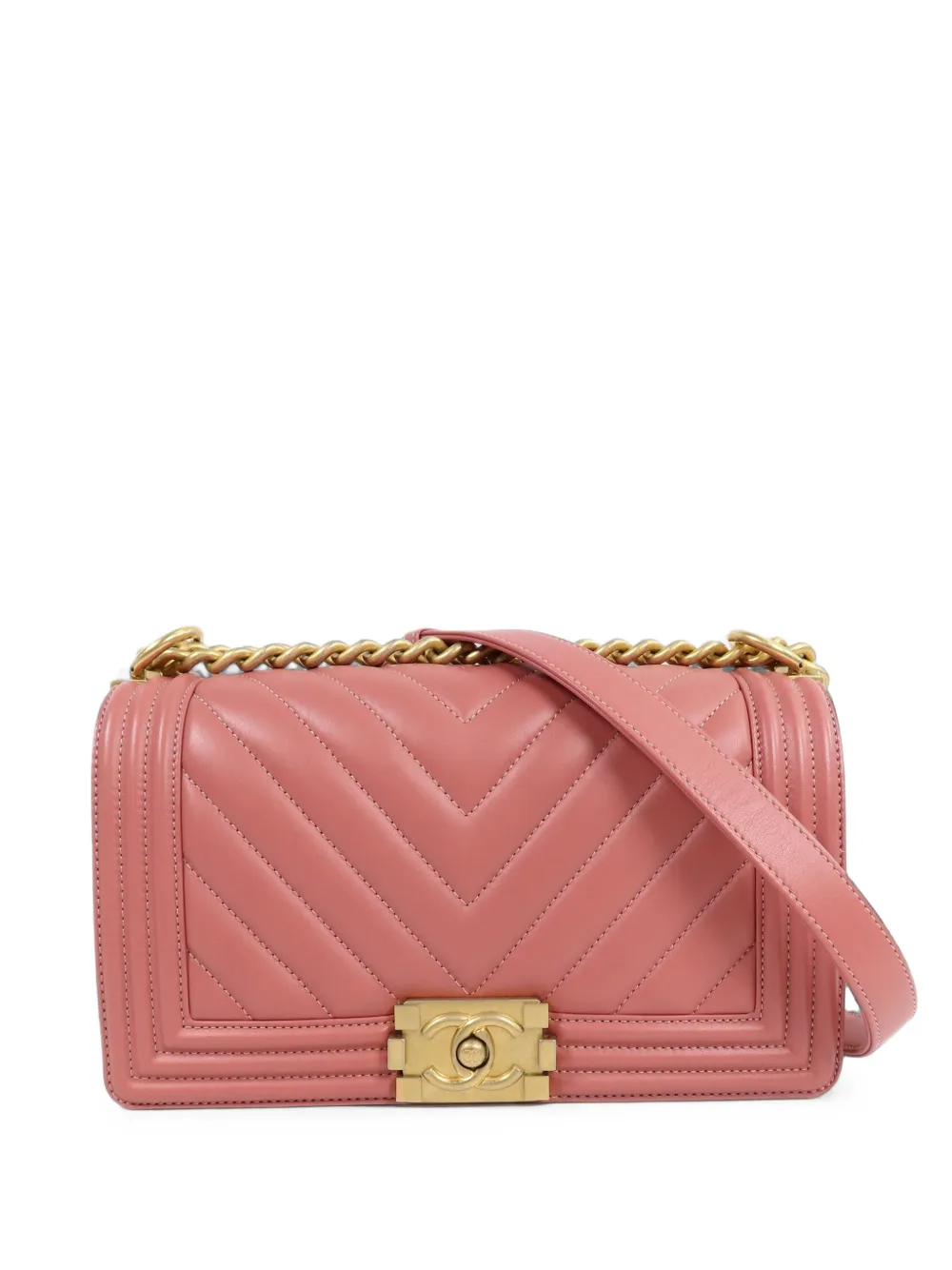 CHANEL Pre-Owned 25 Boy chevron shoulder bag - Pink