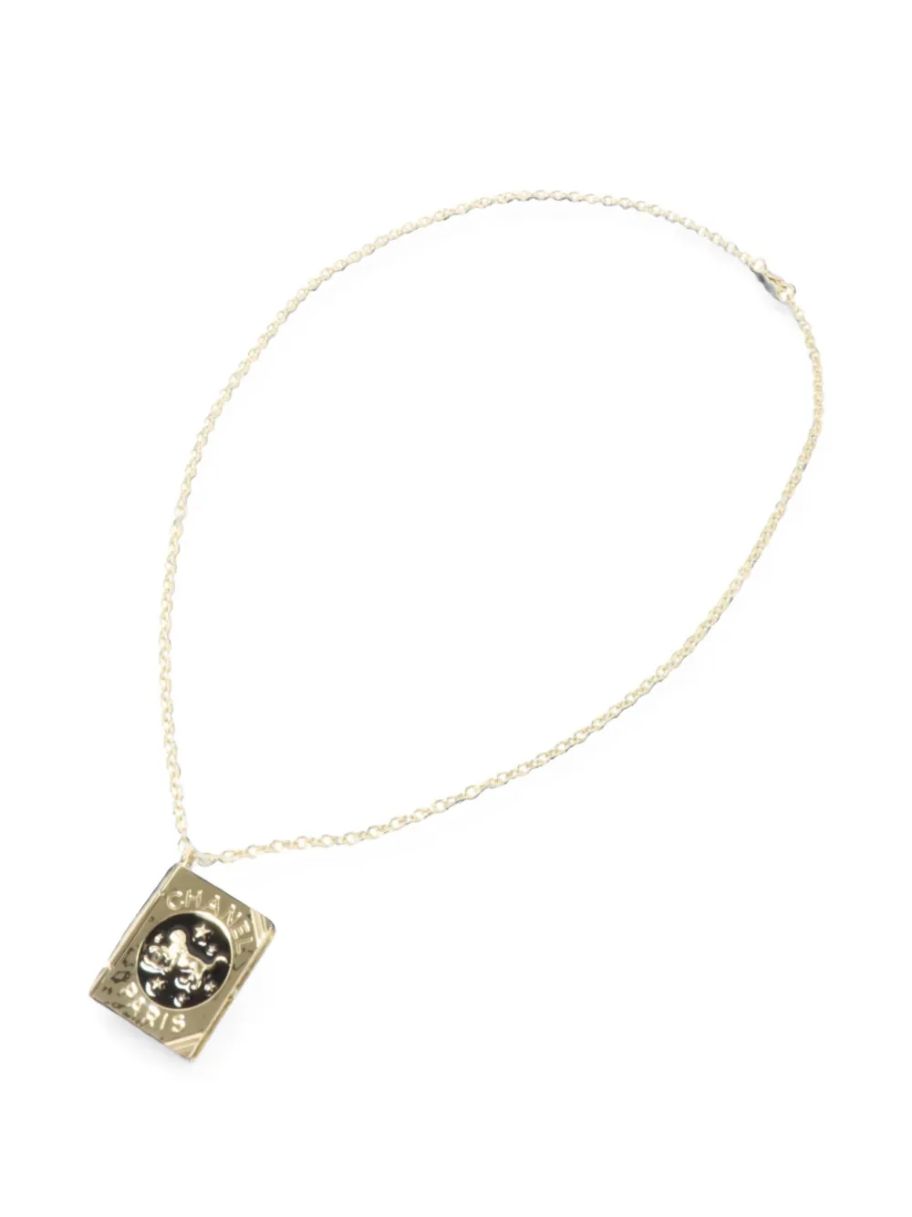 CHANEL Pre-Owned 2022 Cruise Lion book locket necklace - Oro
