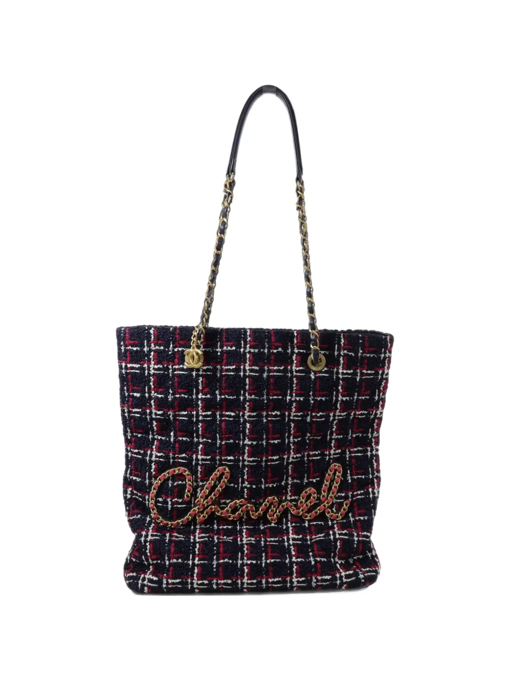 CHANEL Pre-Owned CC logo tweed tote bag - Blu