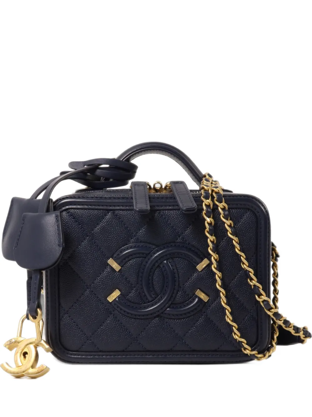 CHANEL Pre-Owned Filigree CC vanity case-shoulder bag - Blu