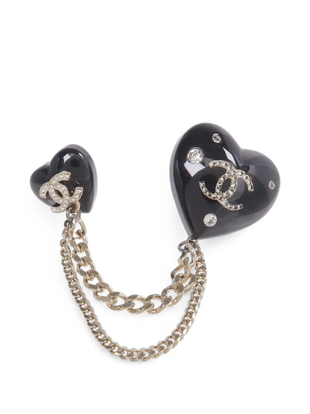 CHANEL Pre-Owned Heart CC chain brooch - Nero