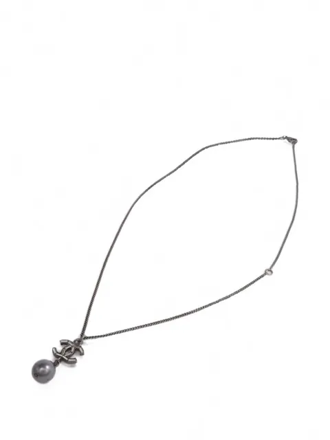 CHANEL Pre-Owned CC crystal pearl necklace