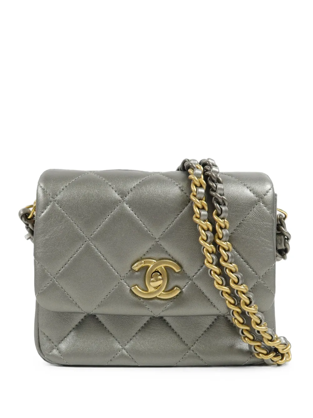 CHANEL Pre-Owned quilted CC turn-lock mini bag - Grigio