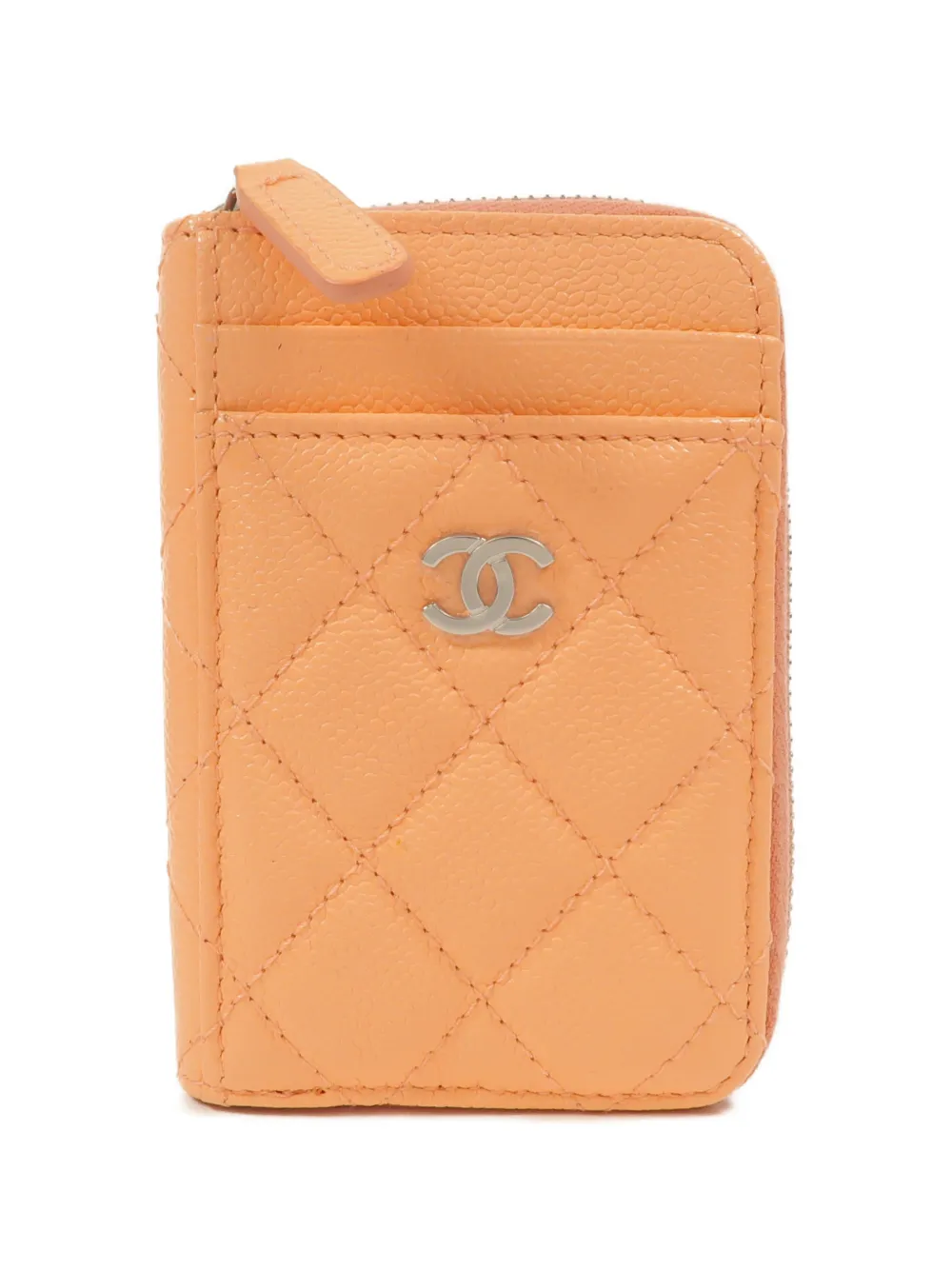 CHANEL Pre-Owned CC diamond-quilted card case - Arancione