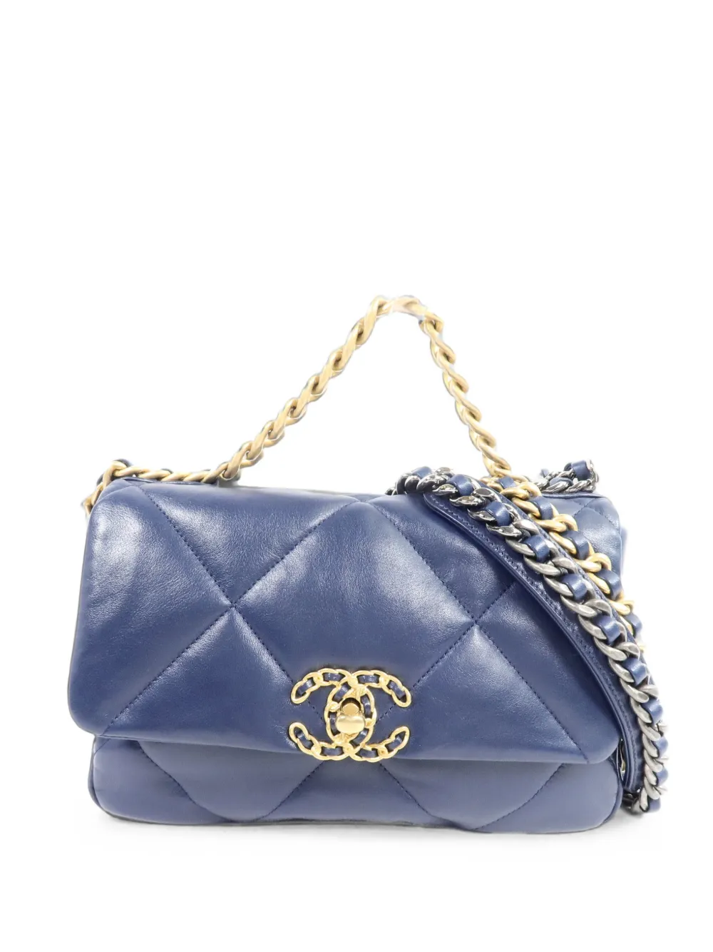 CHANEL Pre-Owned small Chanel 19 chain shoulder bag - Blu