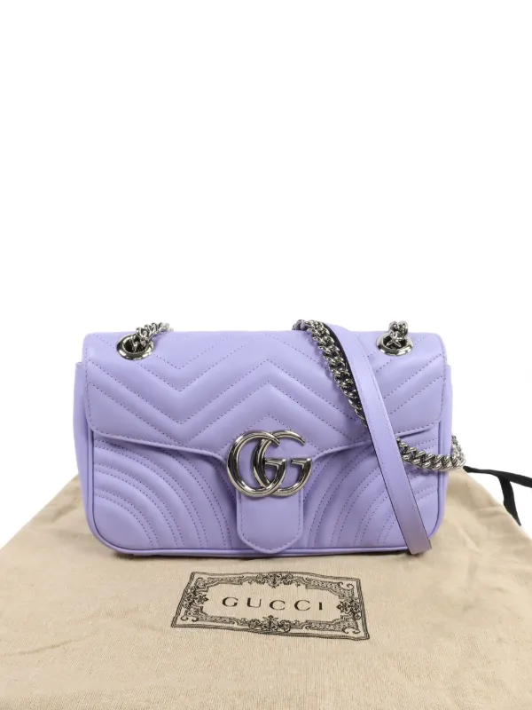 Gucci Pre-Owned GG Marmont Chain Shoulder Bag | Purple | FARFETCH