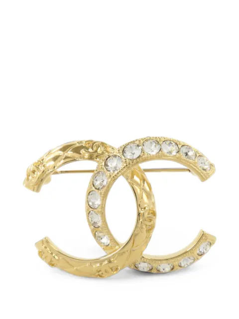 CHANEL Pre-Owned crystal-embellished CC brooch