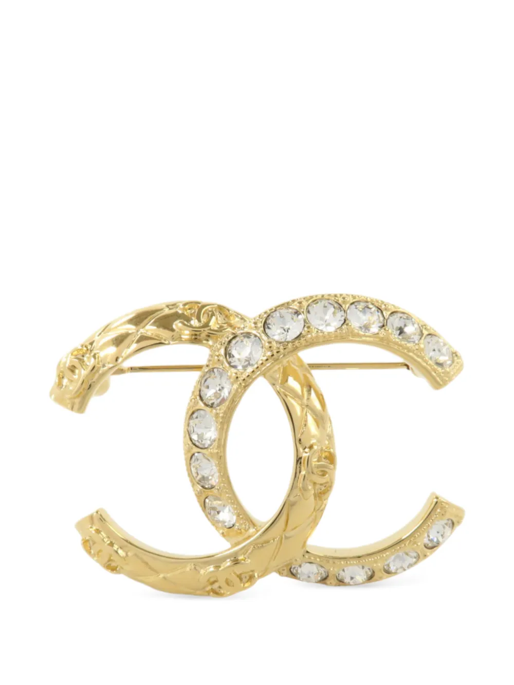 CHANEL Pre-Owned crystal-embellished CC brooch - Oro