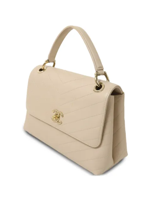 CHANEL Pre-Owned chevron CC turn-lock hand bag