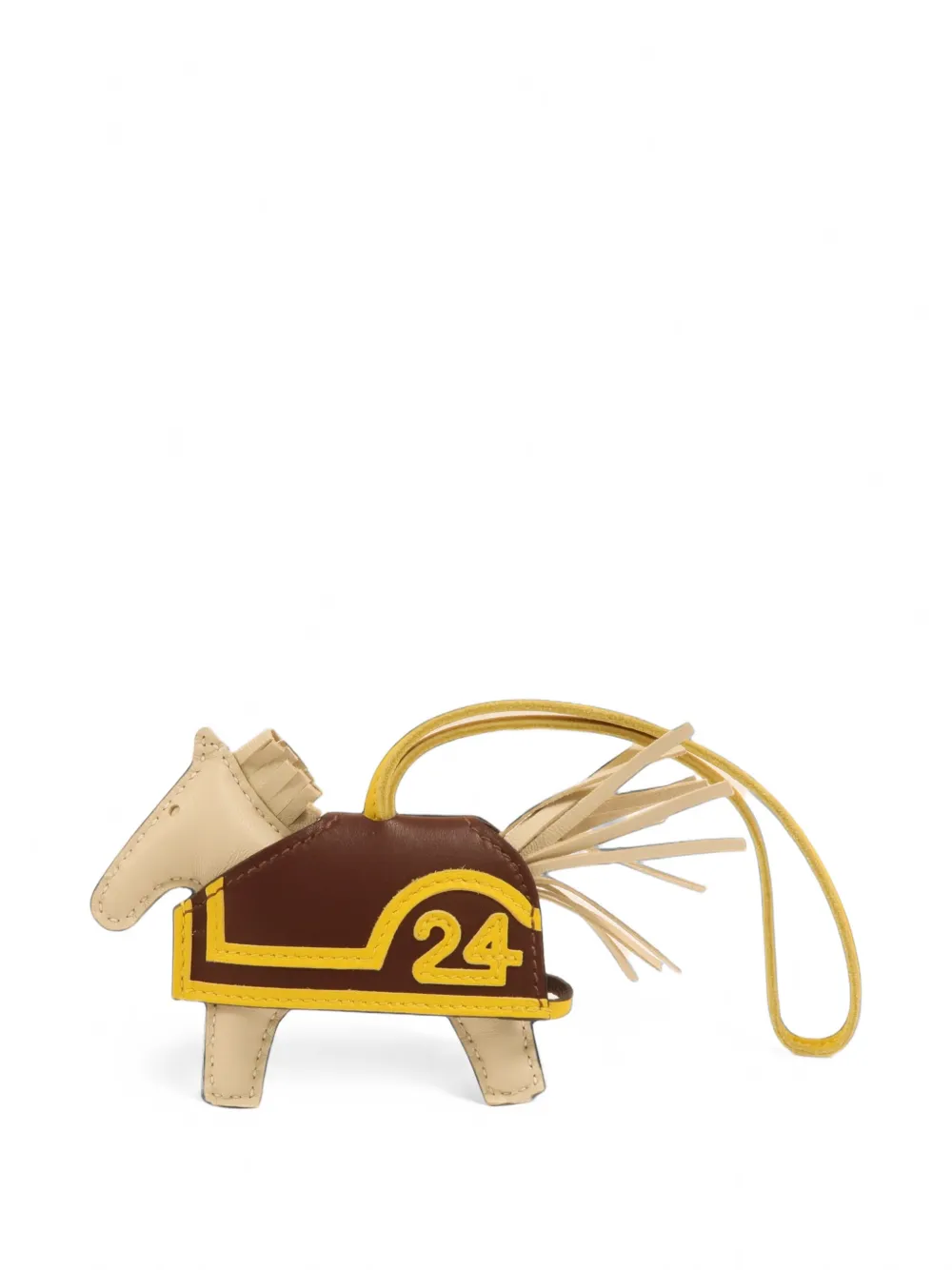 Pre-owned Hermes 2025 Pm Rodeo Robeo 24 Bag Charm In Brown