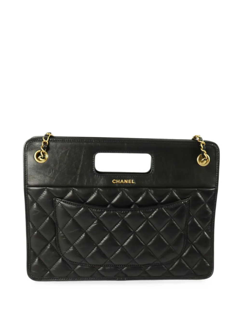 CHANEL Pre-Owned Gesteppte Tote Bag mit Logo-Schild - Schwarz
