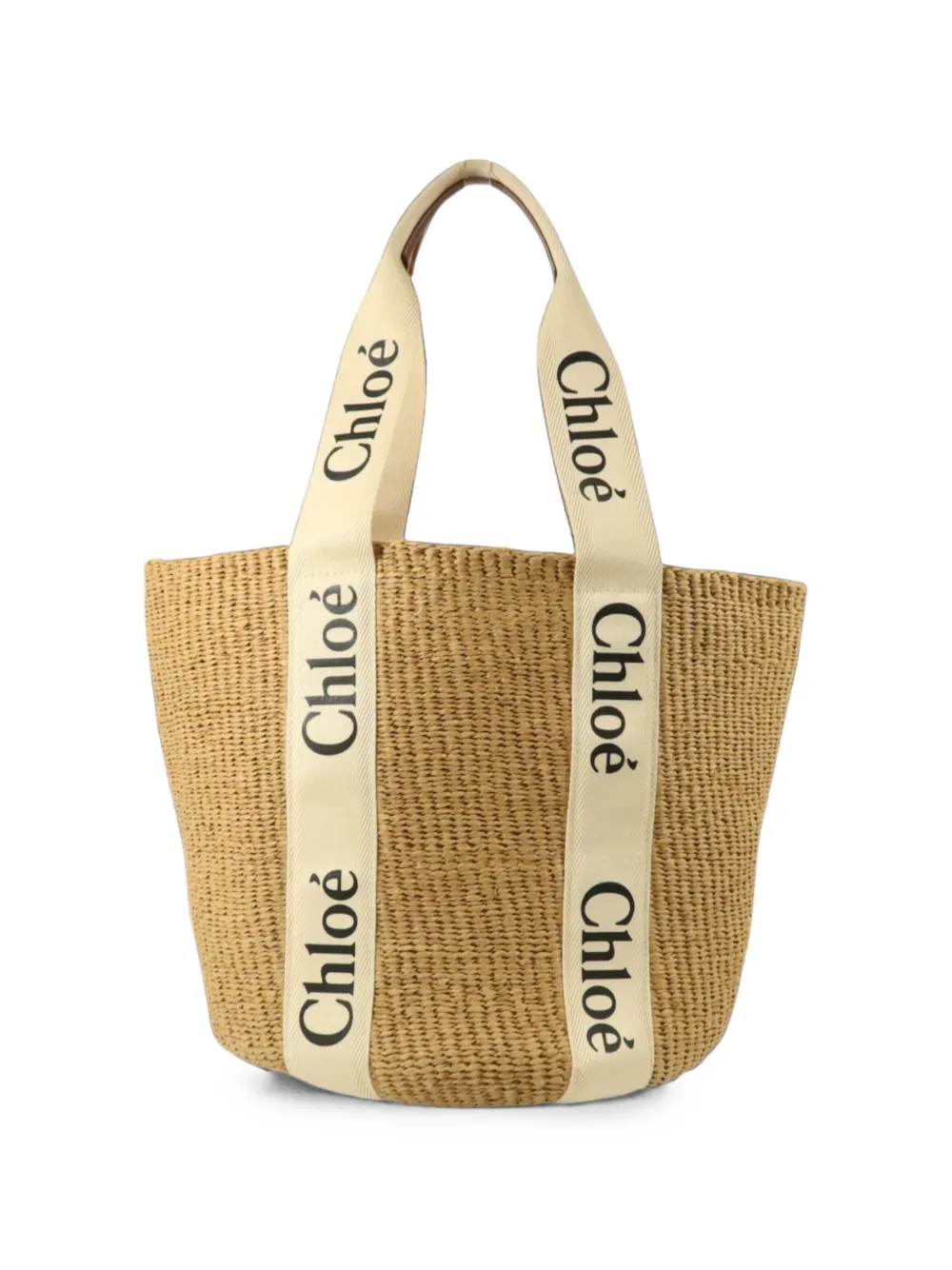 Chloé Pre-Owned Woody logo-tape basket bag - Toni neutri