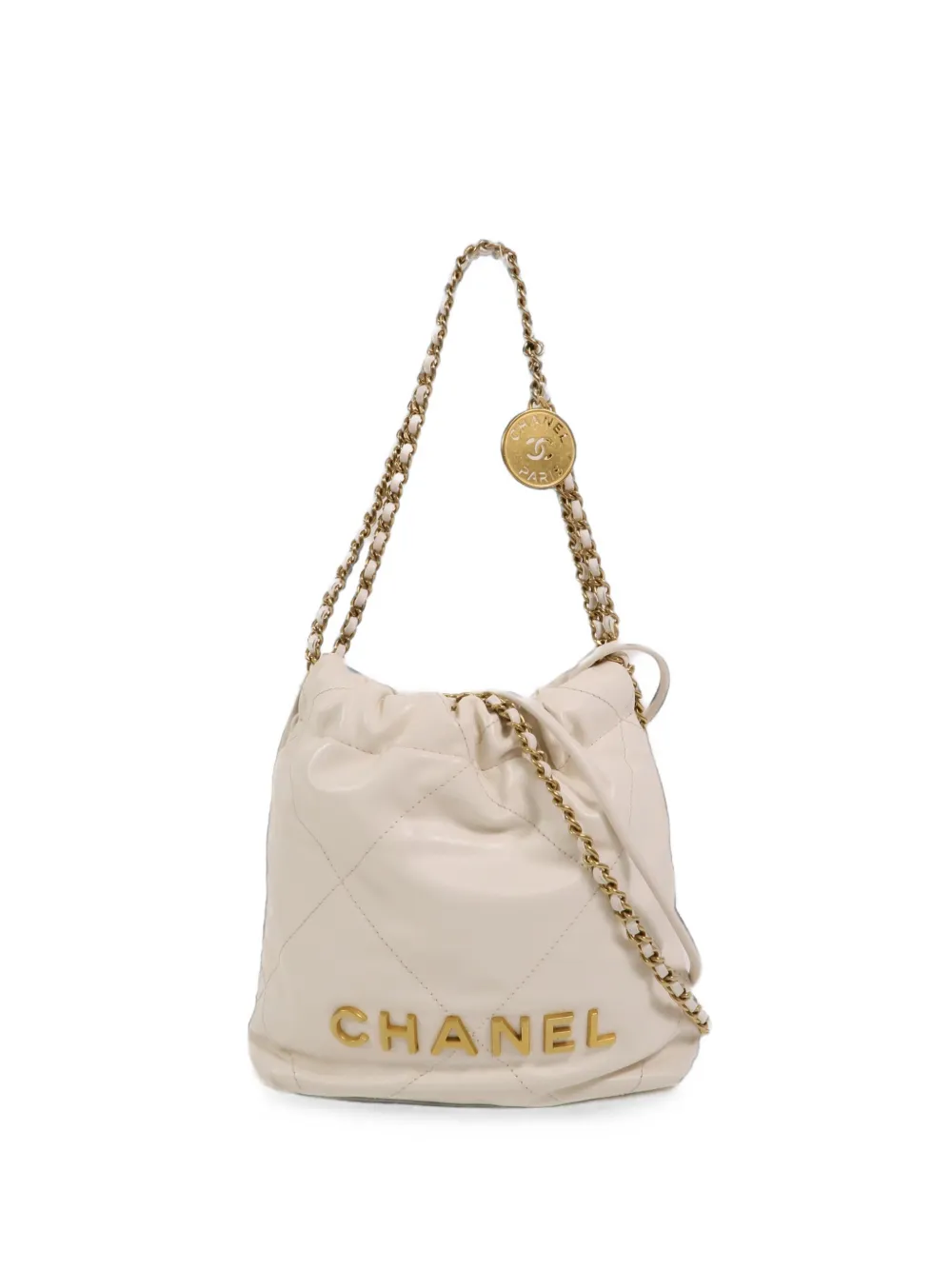 CHANEL Pre-Owned mini Chanel 22 calf leather shoulder bag - Bianco